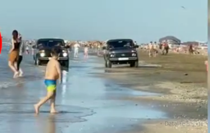 Çimərlikdə “Niva” sürənlər saxlanıldı - Video