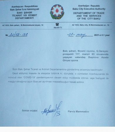 Eldar Əzizova iki şərt: Ya sökülməsinə göstəriş verin, ya da…/Prezidentə müraciət